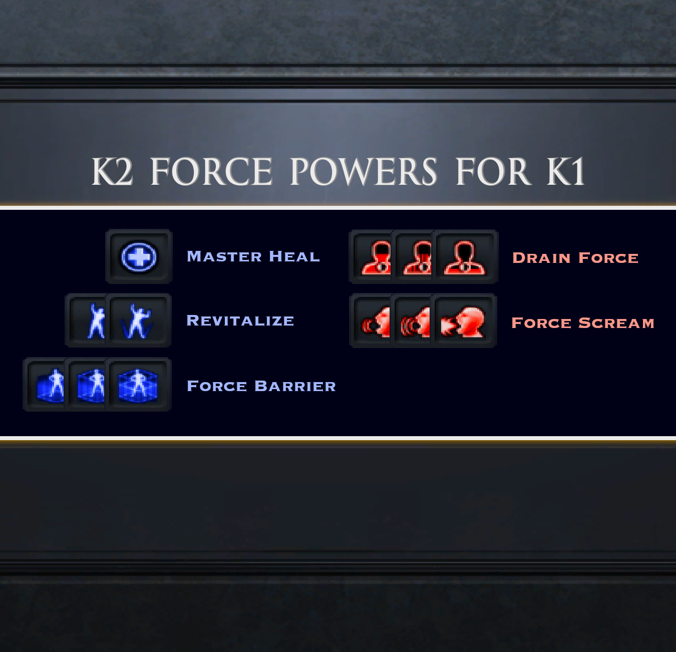 K2 Force Powers for K1